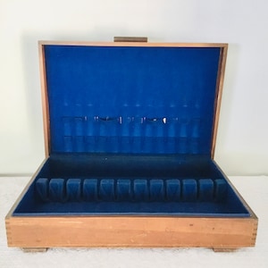 Vintage / Antique Wooden Silverware Storage Chest, Footed
