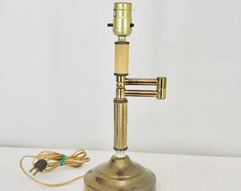 Vintage Leviton Swing Arm Brass 13” Table Lamp