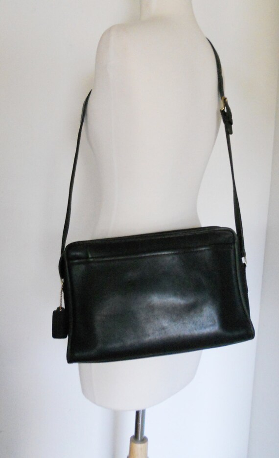 Vintage Coach Licorice Black Leather Cross Body Shoulder Bag | Etsy