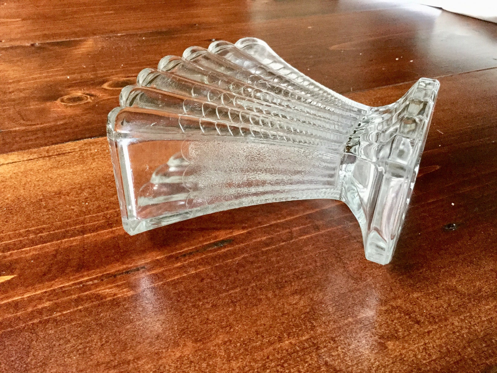 Vintage Fan Shaped Thick Glass Napkin Holder Etsy