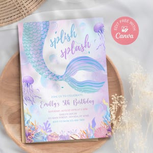 Mermaid Tail Birthday Invitation, Under the Sea Party (Instant Download)
