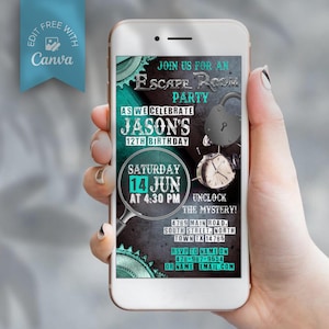 Escape Room Birthday Invitation, Mystery Birthday Invitation, Detective Game Night Mobile Invite, Kids Birthday Party, Digital Invitation