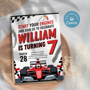 Editable Race Car Birthday Invitation Sport Race Car Invite, Boys Invitation, Car Birthday Invitation, Instant Download, Canva Template