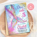 Mermaid Tail 5th Birthday Invitation, Editable Canva Template (Digital Download)