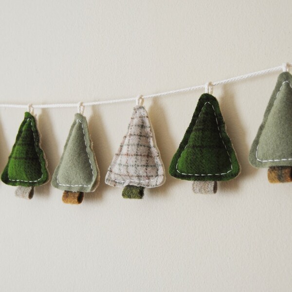 RESERVED - Winter Tree Garland - Primitive Woodland Home Decor - Camping Bunting - Cabin Decor