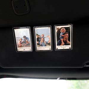 お父さんへのギフトにパーソナライズされた写真入り車用バイザークリップ、安全運転のお父さん、息子または娘からのお父さんへの贈り物、記念品、ポートレート車用バイザークリップ