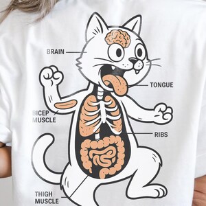 Funny Cat Anatomy Shirt - Comfort Colors 1717 - Vintage Cartoon Style Tee - Cute Graphic T-Shirt - Gift for Cat Lovers