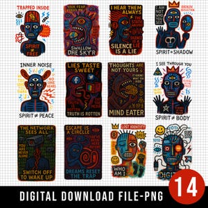 Psychedelic Dark Art Poster Digital Download | Psychische Gesundheit abstrakter Druck | Surreale Innere Stimme Wandkunst | Moderne druckbare Gitterkunst