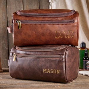 Cadeaux personnalisés pour la fête des pères Cadeaux papa Trousse de toilette en cuir gravée Trousse de toilette de voyage personnalisée Cadeau pour papa Cadeau pour homme Cadeau grand-père