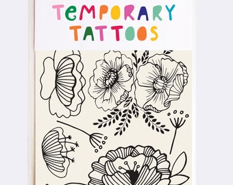 NEW Temporary Tattoos Tatts Florals, Stocking Fillers, Tarot, Fake Tattoos, Party Favor Bag, For Fun