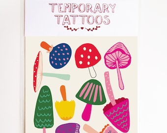 Temporary Tattoos Magic Mushrooms, Stocking Fillers, Color, Fake Tattoos, Party Favor Bag, For Fun