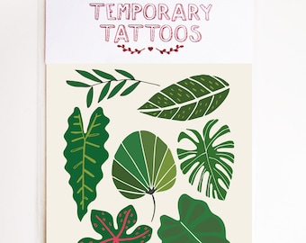 Temporary Tattoos Tropical Palm Leaves, Green Thumbs,  Fake Tattoos, Wedding, Party Favor Bag, For Fun