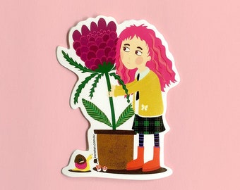 Vinyl Sticker / Flower Girl / Garden Lover / Art Decals / Gift Ideas / Souvenir Ideas / Decor