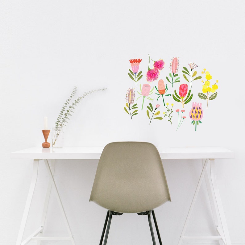 Reusable Fabric Wall Decals Australiana Flora Protea Etsy