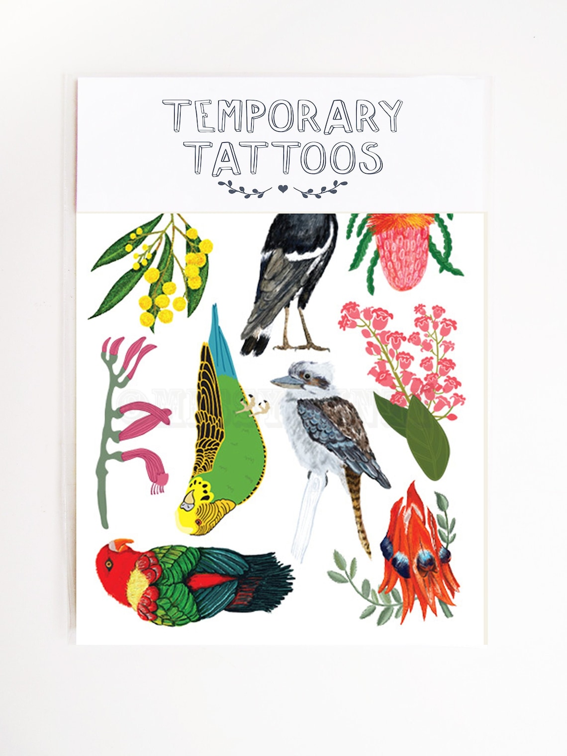 NEW Temporary Tattoos Australiana Flowers and Birds Stocking Etsy