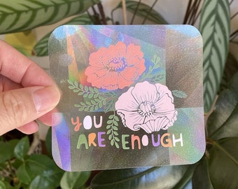 SUNCATCHER You Are Enough | Catch the Rainbow, Rainbow Suncatcher, Suncatcher Sticker, Window Sticker, Rainbow Maker, Window Decals