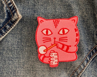 Bubble Blowing Cat Embroidered Patch