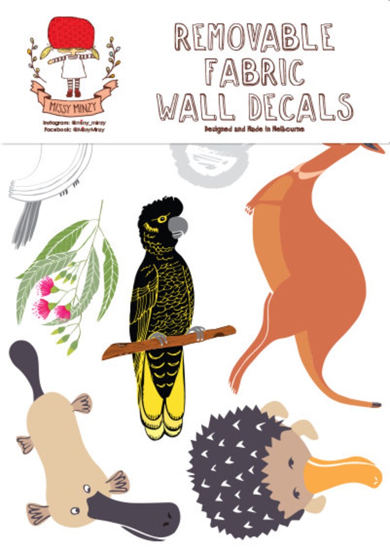 Reusable Fabric Wall Decals Australiana Animals Etsy