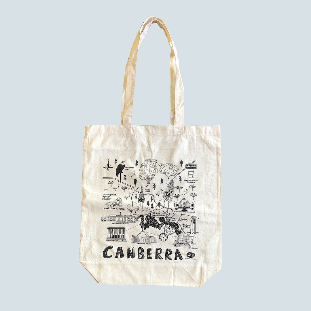 NEW 100 Cotton Canberra Map Tote Bag With Gussets Cotton Etsy