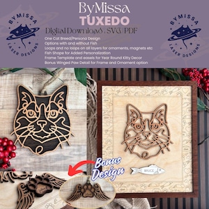 Frack | Katze Line Art | EINZEL Katzenrasse Design |Ornamente, Sonnenfänger, Rahmen, Gedenkstätte|SVG & PDF| Glowforge und Laser Cuts