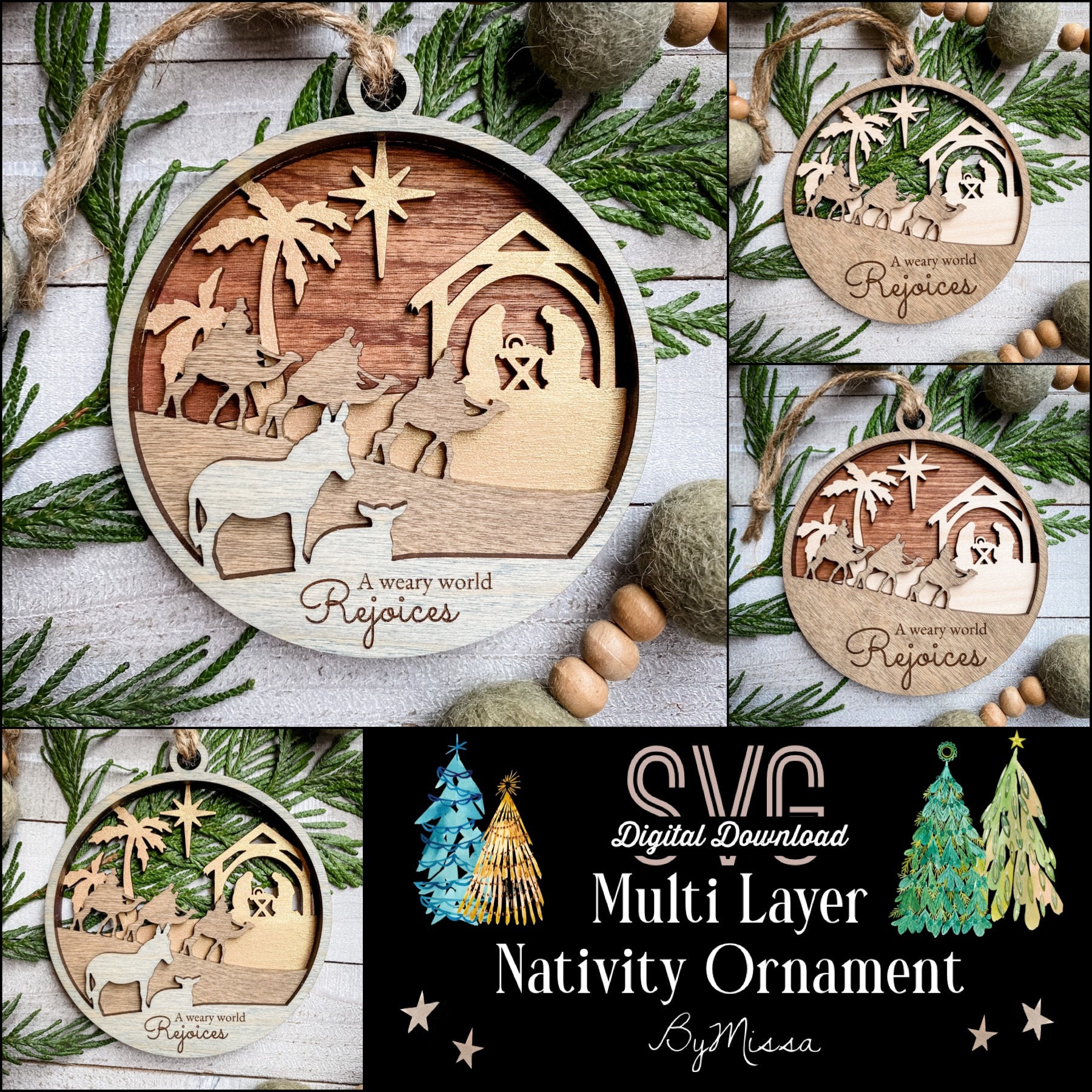 Nativity Ornament Assorted With Banners