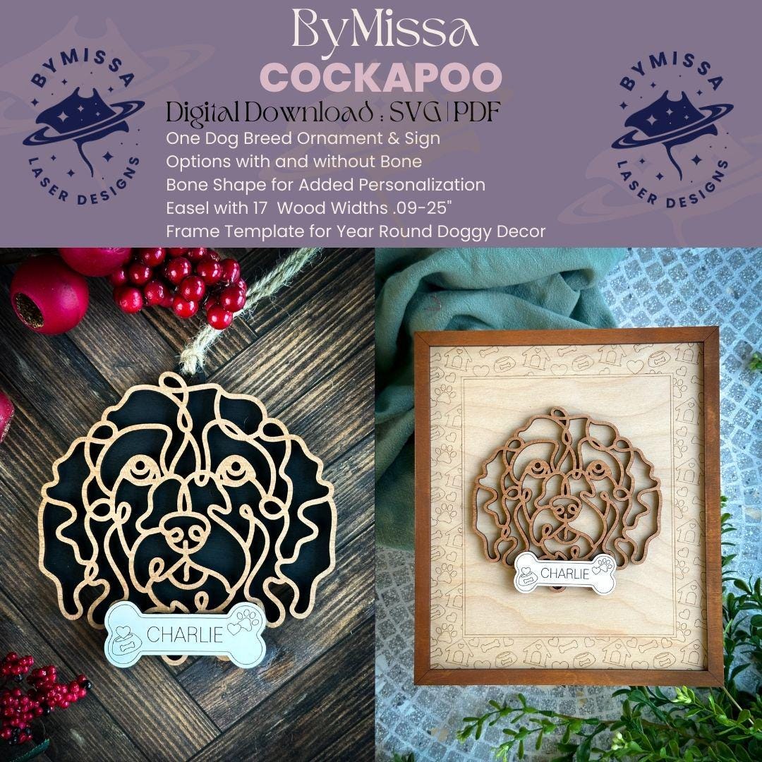 Cockapoo Line Art Laser Cut File: Dog Ornament, Sign (SVG & PDF) - Etsy