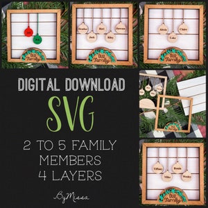 2-10 Member Family FRAME Set + Easel|9 SVG combos|Glowforge and Laser Cutting