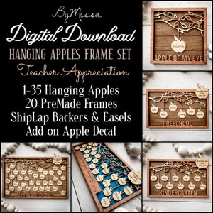 1-35 Member Hanging APPLE Frame Set | Teacher Appreciate | Keepsake | SVG| Glowforge and Laser Cutting