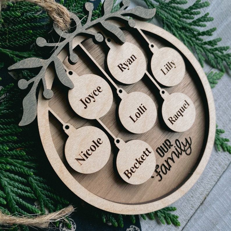 1-10 Family Ornament Set Version TWO SVG Glowforge and Laser Cutting image 7