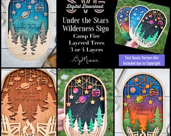 Under the Stars Woodland Sign & Ornament | Multi Layer Designs | SVG | PDF| AI | Glowforge and Laser Cutting