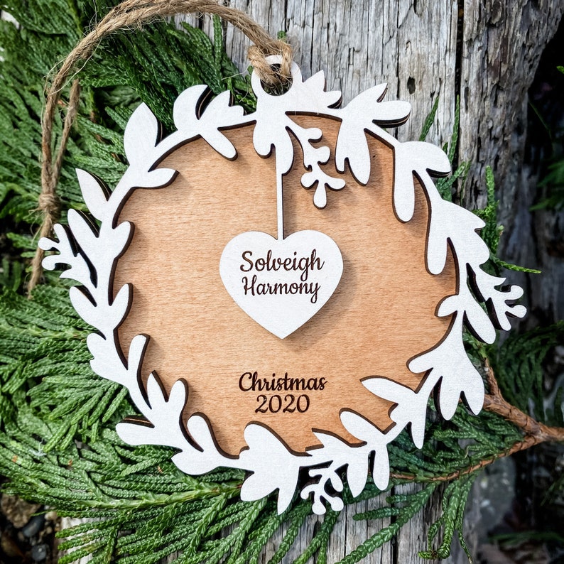 Download Heart Wreath Family Ornament Set SVG Glowforge and Laser ...