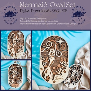 ovale sirène : ornement, ronds | Décoration de chambre d'enfant, fichier de fête DIY | SVG/PDF | Gabarit de découpe laser Glowforge