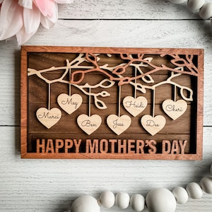 1-12 Member Hanging Hearts Mother's Day Frame Set 50 Custom Frames SVG Glowforge and Laser Cutting image 7