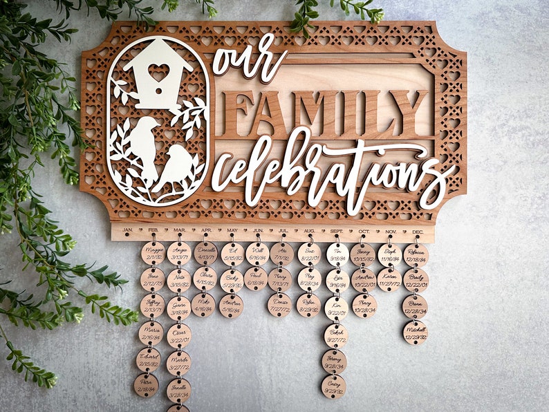 Our Family Celebrations Oval Insert Sign 4 Ovals Mother's Day Family Celebrations Wedding Christmas SVG/PDF Glowforge Laser image 4