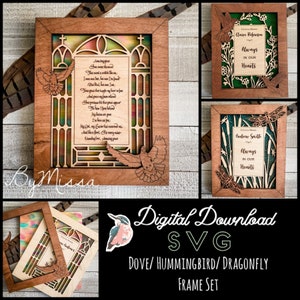 Doves, Dragonflies, & Hummingbird Remembrance Frames ONLY | SVG| Glowforge and Laser Cutting
