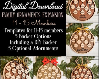 11-15 Family Ornament Set EXPANSION | SVG | Glowforge and Laser Cutting