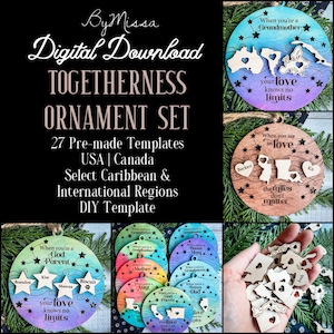 Zweisamkeit Ornament & Runden Set | 61 vorgefertigte Vorlagen | 102 Geographische Regionen und Formen/Haustiere SVG | Glühschmiede | Große Distanz