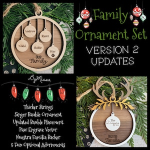 1-10 Family Ornament Set Version TWO SVG Glowforge and Laser Cutting image 2