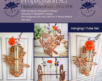 Hummingbird Propagation Set | Stands and Wall Hanging for Plant Lovers | SVG/PDF | Glowforge Laser Cutting Template