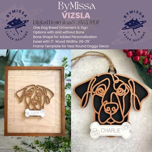 Vizsla Linie Kunst | Hunderasse Design | Ornamente, Sonnenfänger, Rahmendekor| SVG & PDF | Glowforge und Laser Cuts, Hundeliebhaber