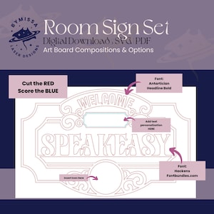 Room Sign Bundle Mix & Match 40 Sign Options with 50 Icons Home Decor, Gift SVG/PDF Glowforge Laser Cutting Template image 4