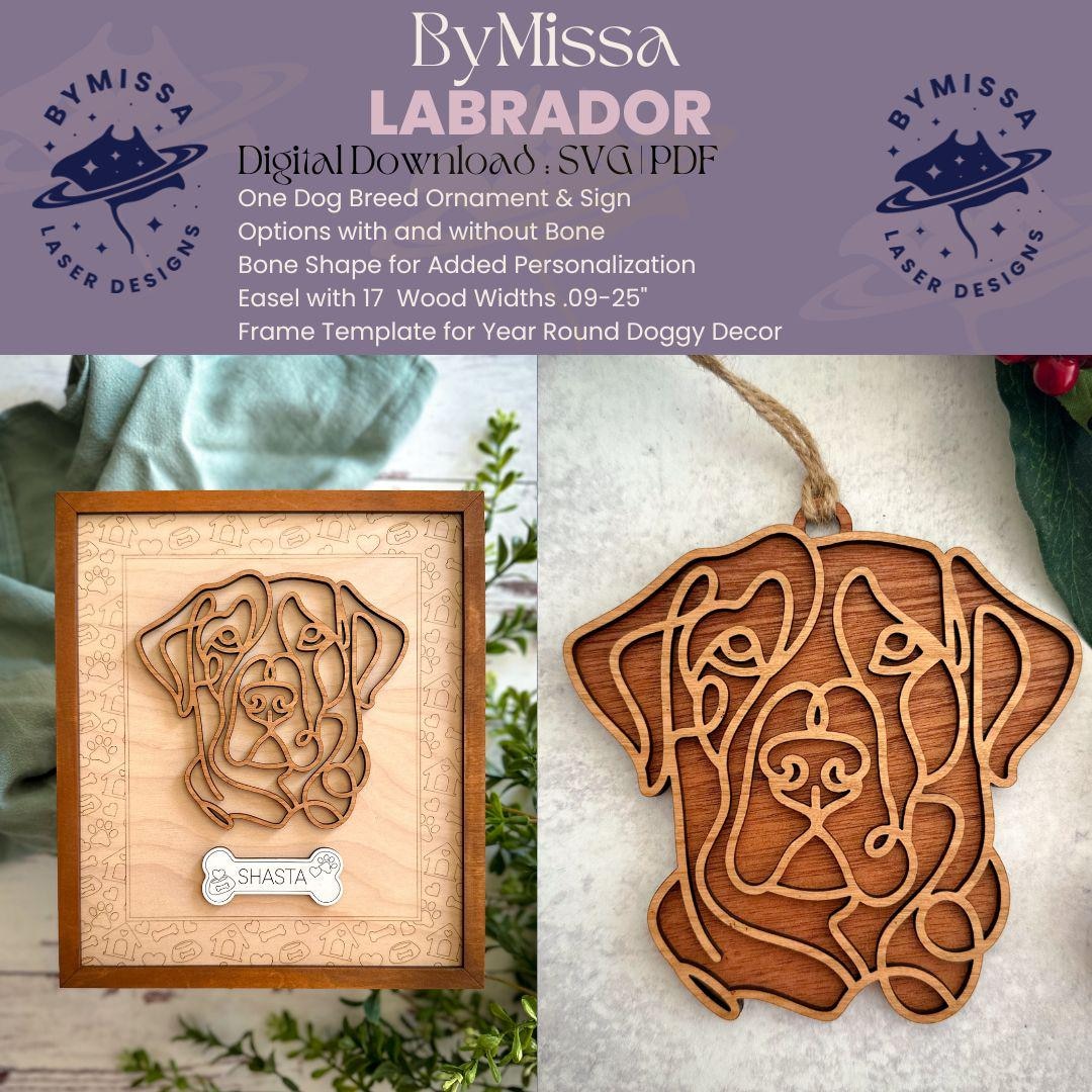 Labrador Retriever Line Art: Laser Cut Dog Ornament SVG, PDF - Etsy