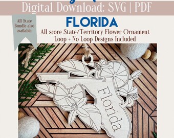 Florida State Flower Ornament Laser Cut Template SVG/PDF