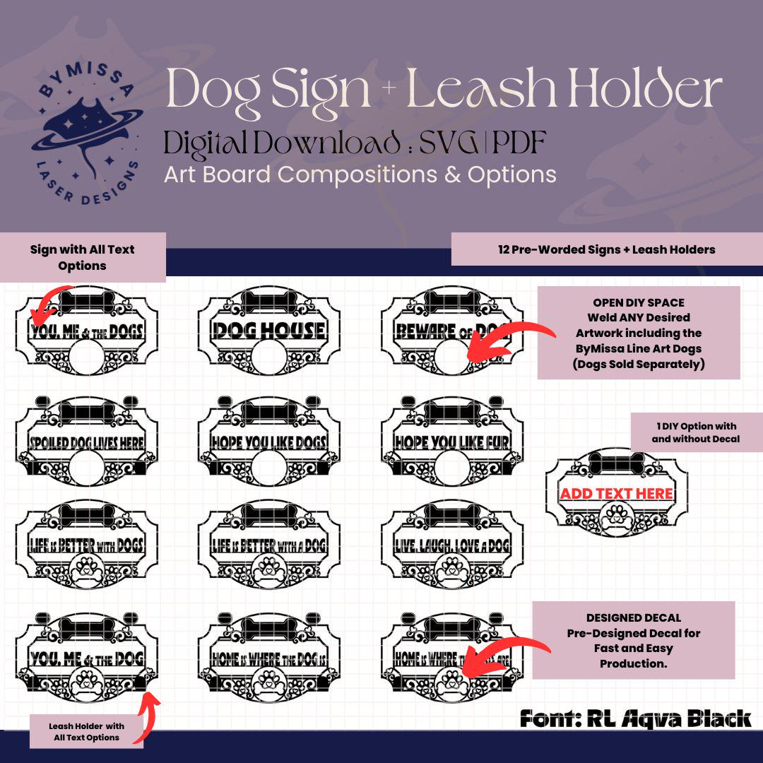 Leash Template.pdf Laser Cut Dog Sign & Leash Holder Template: DIY Home Decor (SVG/PDF) - Etsy