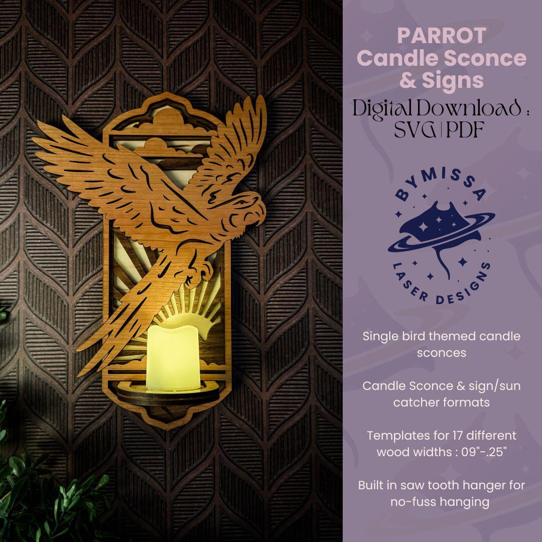 Sign Sconce Parrot Single Bird Design | Candle Sconce, Sign, Sun Catcher | SVG PDF ...