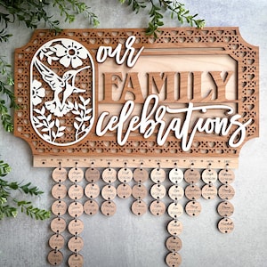 Our Family Celebrations Oval Insert Sign 4 Ovals Mother's Day Family Celebrations Wedding Christmas SVG/PDF Glowforge Laser image 5