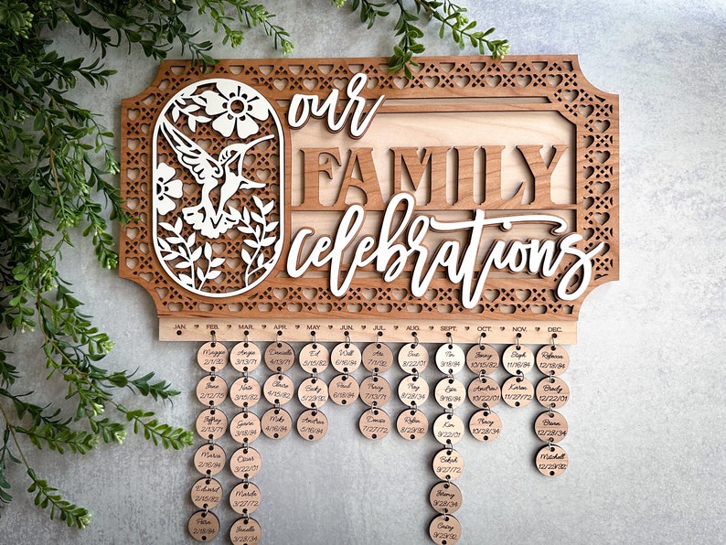 Our Family Celebrations Oval Insert Sign 4 Ovals Mother's Day Family Celebrations Wedding Christmas SVG/PDF Glowforge Laser image 5