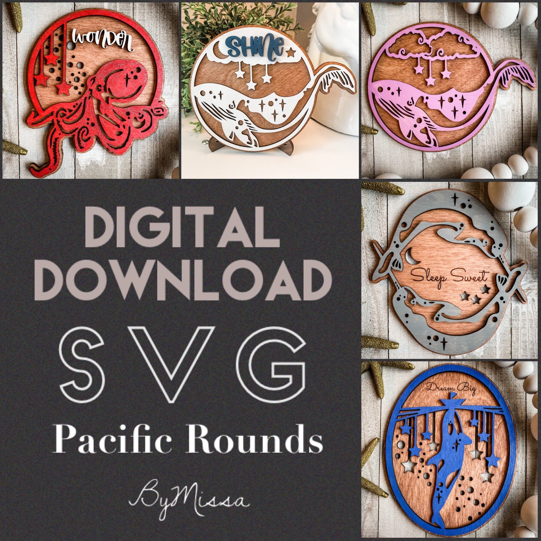 Gift -Prism-(通常版) Pacific Sea Sign ROUNDS + 50 Word Cut Outs + Easels | SVG