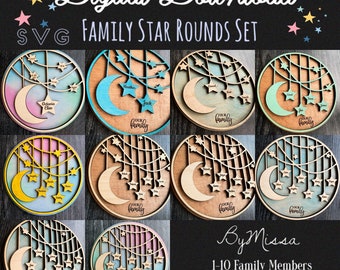 STAR Family Sign Rounds 1-10 Family Members | Easel | SVG | Glowforge and Laser Cutting