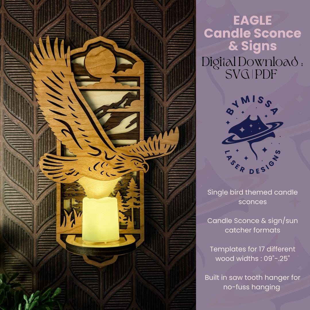 Sign Sconce Eagle Single Bird Design | Candle Sconce, Sign, Sun Catcher | SVG PDF ...